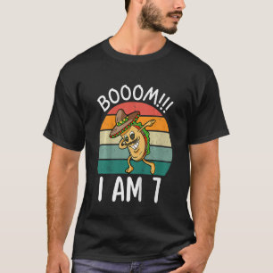 Camiseta Crianças Boom Eu Tenho 7 Dabbing Taco Birthday 7 A