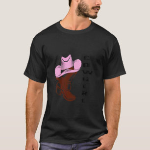Camiseta Crianças Botas Ocidentais de Cowgirl Chapéu Espora