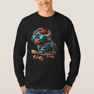 Camiseta Crianças Búfalo de Água Num Skate Patinadores