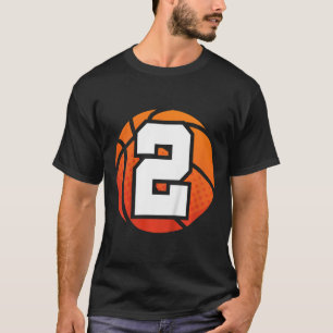 Camiseta Crianças Bysketbyll Aniversário Número 2 Para Dois