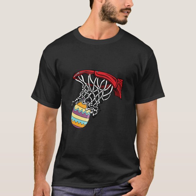 Camiseta Crianças caçadoras de ovos de basquete de páscoa (Frente)