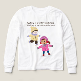 Camiseta Crianças caminhando na terra maravilhosa do invern