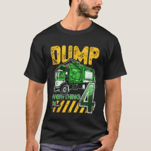 Camiseta Crianças Caminhão de Lixo 4º Aniversário 4 Anos
