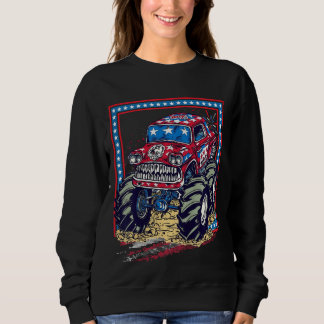 Camiseta Crianças Caminhão Monstro Infantil Meninos Bandeir