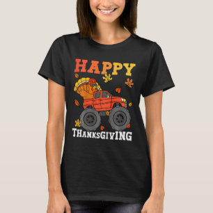 Camiseta Crianças Caminhão Monstro Peru Feliz Dia de Ação d