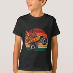 Camiseta Crianças Caminhão Monstro Peru Pôr do Sol Retro Di