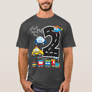Camiseta Crianças Caminhões Festa de segundo aniversário do