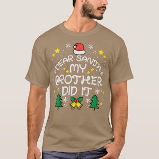 Camiseta Crianças Caros Papais noeis Meu Irmão Fez Um Natal