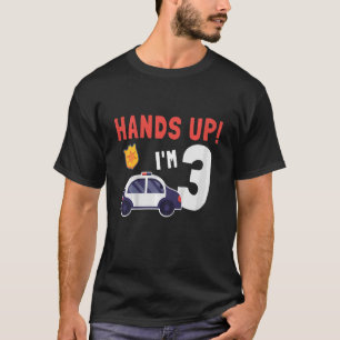 Camiseta Crianças Carro de Polícia aniversário de 3 anos de