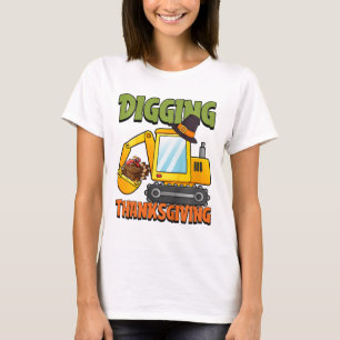 Camiseta Crianças cavando dia de Ação de Graças, Legal esca