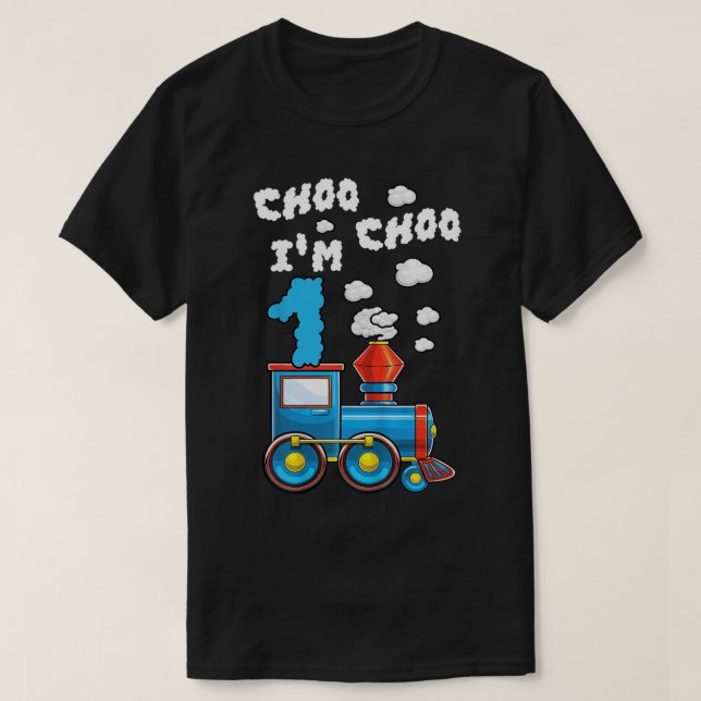 Camiseta Crianças Choo Choo Eu sou 1 Chugga Comboio 1 ano (Frente do Design)