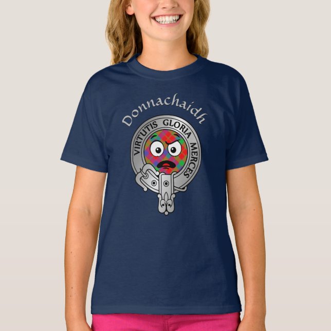 Camiseta Crianças Clan Donnachaidh Crest & Tartan (Frente)