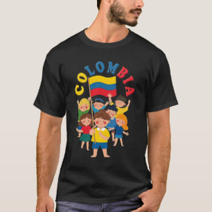 Camiseta Crianças Colômbia Bandeira Herança Hispânica Mês C