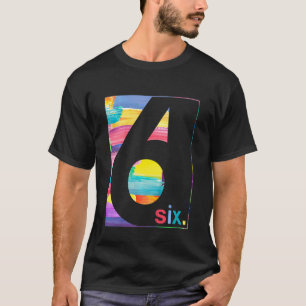 Camiseta Crianças Coloridas Número 6 Meninos De Aniversário