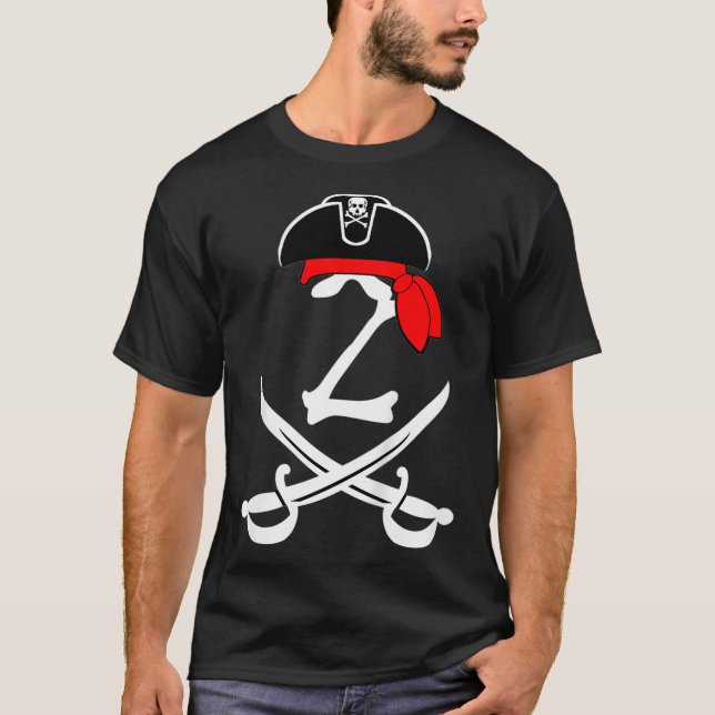 Camiseta Crianças Com 2 Anos De Idade segundo Pirata Tema D (Frente)