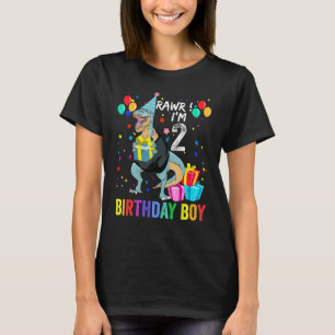 Camiseta Crianças com 2 anos segundo aniversário Rex Dinoss