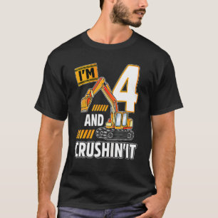 Camiseta Crianças Com 4 Anos De Idade Veículos Construtores