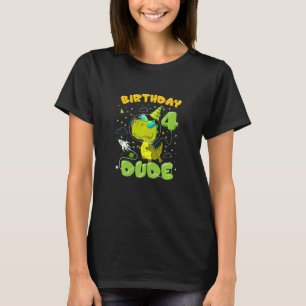 Camiseta Crianças com 4 anos Dinossauro do Espaço Exterior