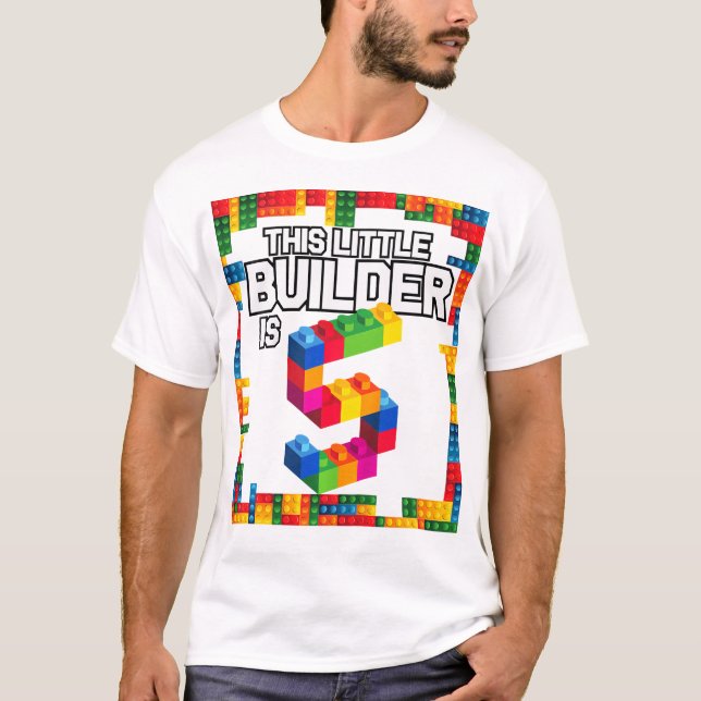 Camiseta Crianças com 5 anos de idade Blocos de prédio Aniv (Frente)
