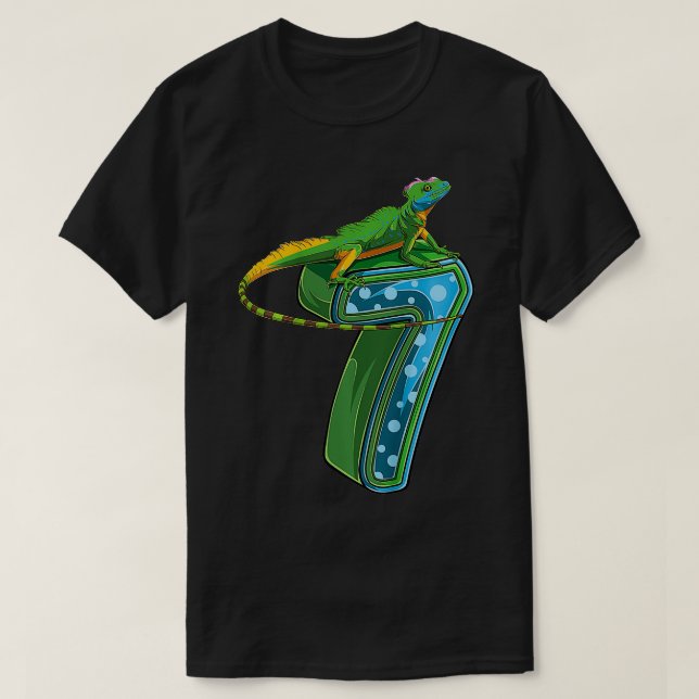 Camiseta Crianças com 7 anos de idade Lizard Reptile 7 Fest (Frente do Design)