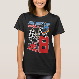 Camiseta Crianças com 8 anos Carro Race Aniversário 8º Carr