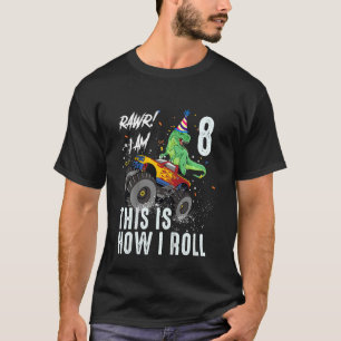 Camiseta Crianças com 8 anos Rex Dinossaur Monster Truck 8º