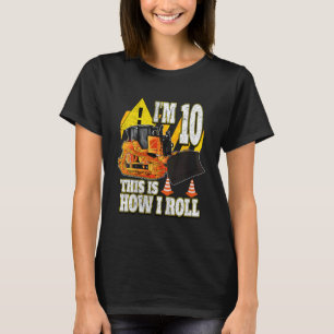 Camiseta Crianças com Bulldozer De Aniversário De 10 Anos