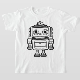 Camiseta Crianças com ilustração de desenho de um robô retr