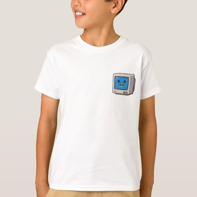 Camiseta Crianças com Tela de Computador Morto com Falhas (Frente)