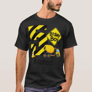 Camiseta Crianças Construção 5 Birthday Mateo Boys 5 Anos