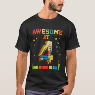 Camiseta Crianças Construindo Blocos Incríveis aos 4 anos