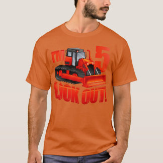 Camiseta Crianças Construindo Caminhão 5 Birthday Boy 5 Ano