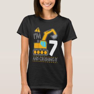 Camiseta Crianças Construindo Caminhão 7 Aniversário Eu ten