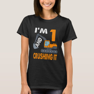 Camiseta Crianças Construindo Caminhão primeiro aniversario