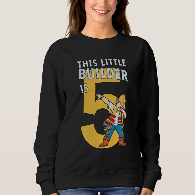 Camiseta Crianças Construtoras de 5 de Aniversário com 5 an (Frente)