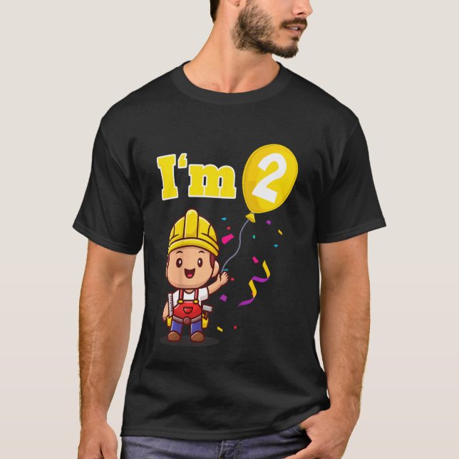 Camiseta Crianças Construtoras de Construção Sou 2 Dois seg (Frente)