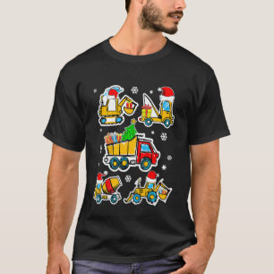 Camiseta Crianças Construtoras De Veículos De Pé De Natal