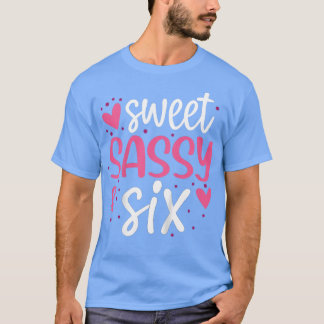 Camiseta Crianças Corações Doce Sassy e Si 6 Bir de 6 anos