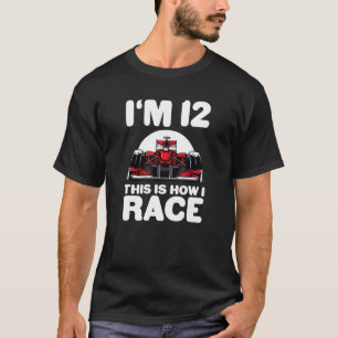 Camiseta Crianças Correndo 12 de Carro Aniversário 12 Doze 