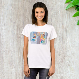 Camiseta Crianças Costurando Classe Divertimento Arranjo e