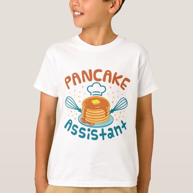 Camiseta Crianças-Criadoras do Assistente de Panqueca de Ge (Frente)