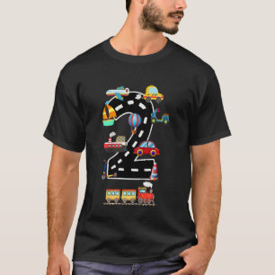 Camiseta Crianças Crianças 2 Anos Transporte Aniversário Ca