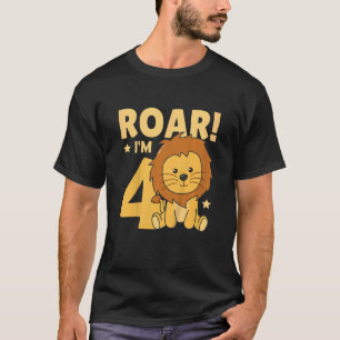 Camiseta Crianças Crianças 4º Aniversário Leão 4 Anos Joven