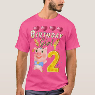 Camiseta Crianças Crianças de 2 anos Menina de Porco de Ani