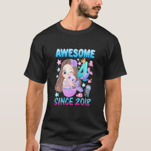 Camiseta Crianças Crianças Festa de Aniversário de 4 Anos S