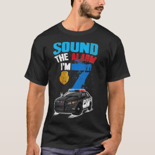 Camiseta Crianças Crianças Polícia Carro 7 de Aniversário G
