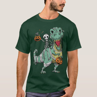 Camiseta Crianças Crianças T re dinossauro halloween skelet