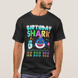 Camiseta Crianças Crianças Tubarão Bebê 6 Anos 6 Doo Aniver
