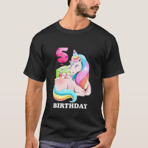 Camiseta Crianças Crianças Unicórnio Criança De 5 Anos 5 Bi