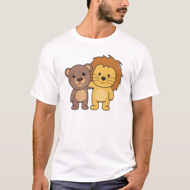 Camiseta Crianças Cuecas com Zoo de Urso Leão (Frente)
